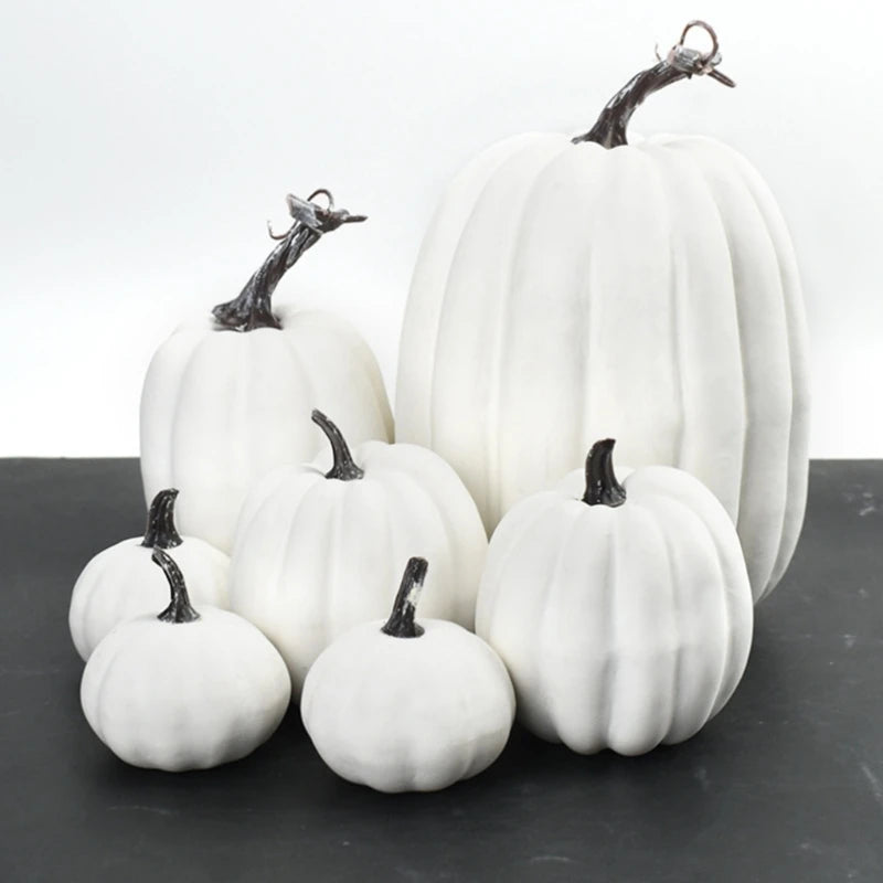 7Pcs Artificial Pumpkins Decoration Home with Large Foam Pumpkins for Harvest Pumpkins Ornament DIY Halloween Craft