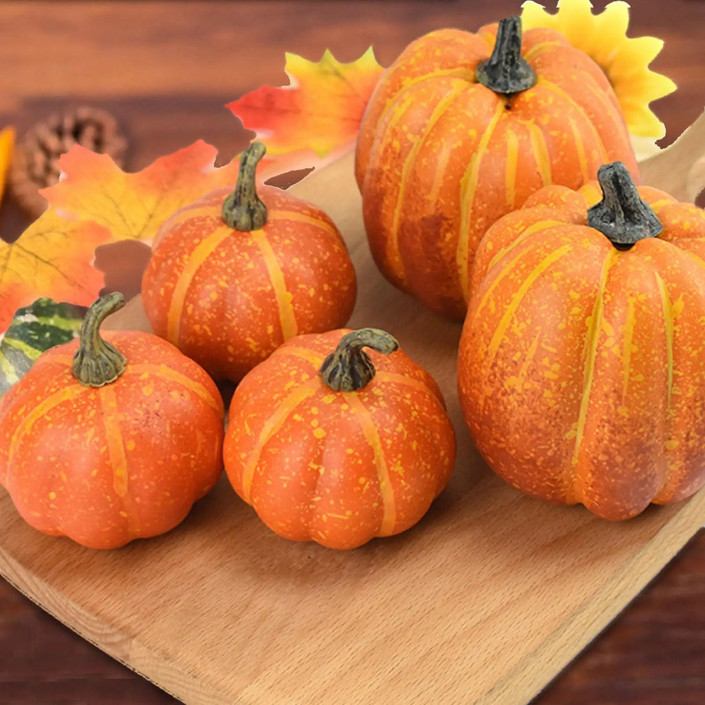7Pcs Artificial Pumpkin Halloween Decorations for Home Mini Fake Pumpkin Autumn Harvest Party Thanksgiving Ornaments Props