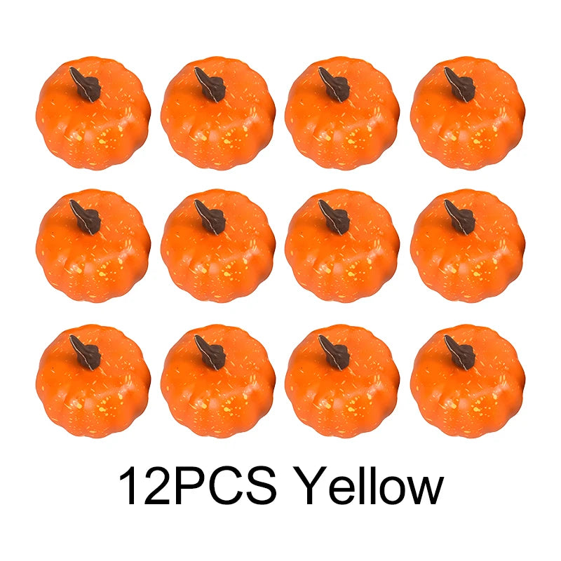 12PCS Realistic 5.5cm Artificial Pumpkins in Yellow & White Perfect for Halloween Thanksgiving Ambiance Decor Party Souvenir ZYF
