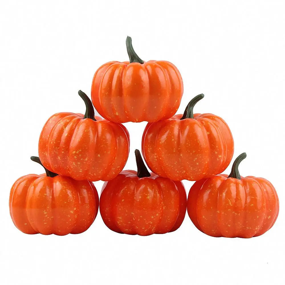 6Pcs Mini Artificial Pumpkin Fake Simulation Vegetable Halloween Home Decoration Props DIY Indoor Craft Pumkin Ornament Set