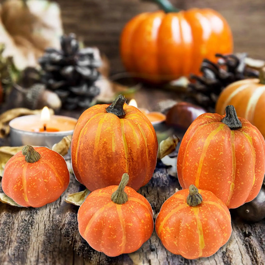 7Pcs Artificial Pumpkin Halloween Decorations for Home Mini Fake Pumpkin Autumn Harvest Party Thanksgiving Ornaments Props