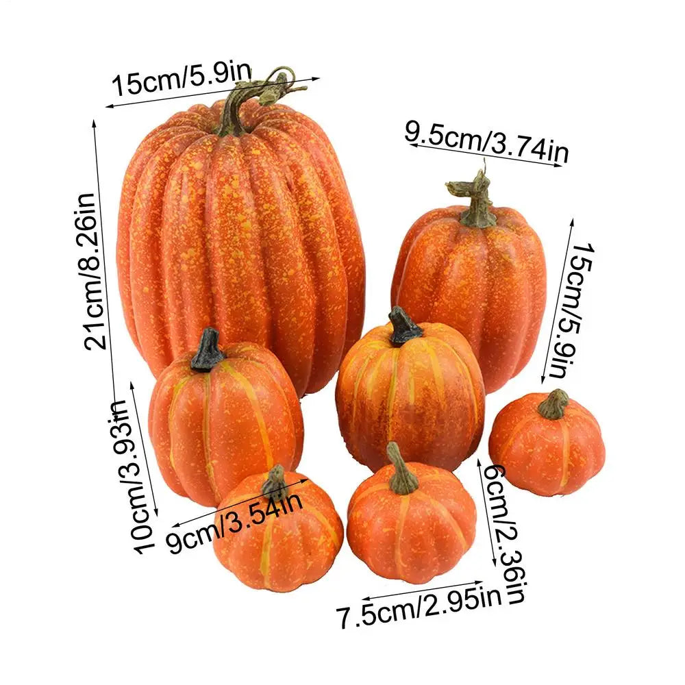 7Pcs Artificial Pumpkin Halloween Decorations for Home Mini Fake Pumpkin Autumn Harvest Party Thanksgiving Ornaments Props