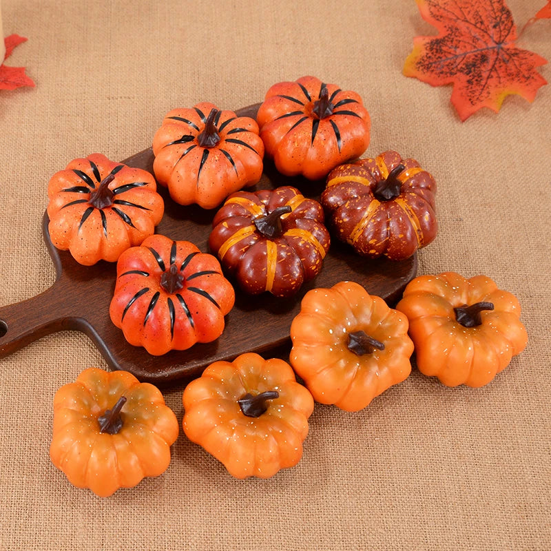 Artificial Pumpkin Halloween Decorations For Home Mini Fake Pumpkin Autumn Harvest Party Thanksgiving Craft Ornaments Props