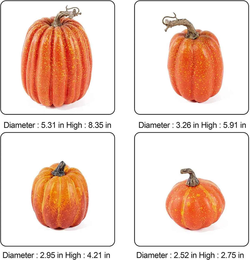 7pcs Artificial Pumpkins Assorted Fake Simulation Pumpkin for Halloween Thanksgiving Party Home Decoration Gifts