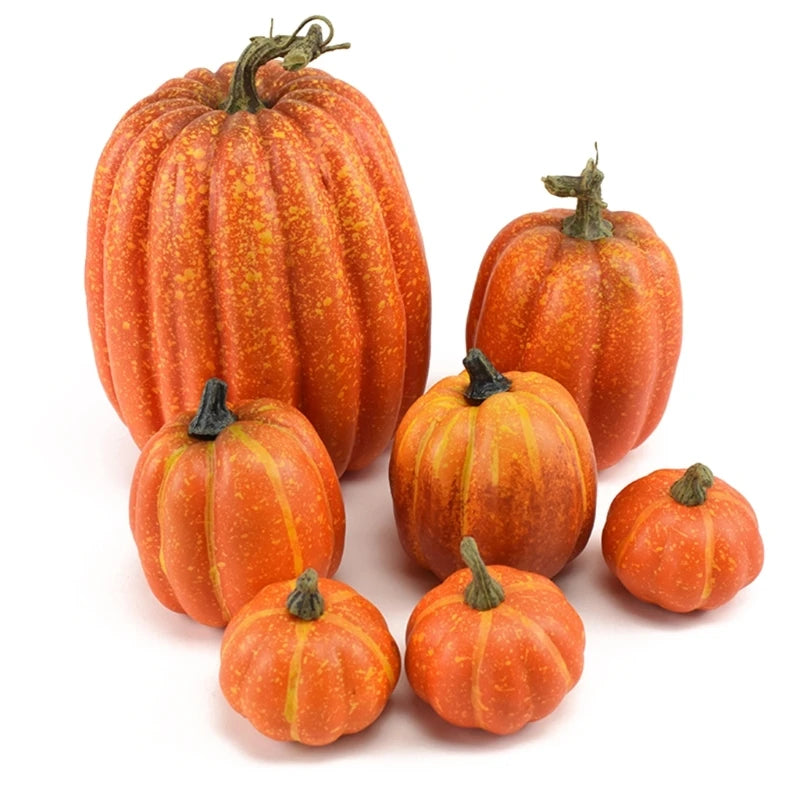 7Pcs Artificial Pumpkins Decoration Home with Large Foam Pumpkins for Harvest Pumpkins Ornament DIY Halloween Craft