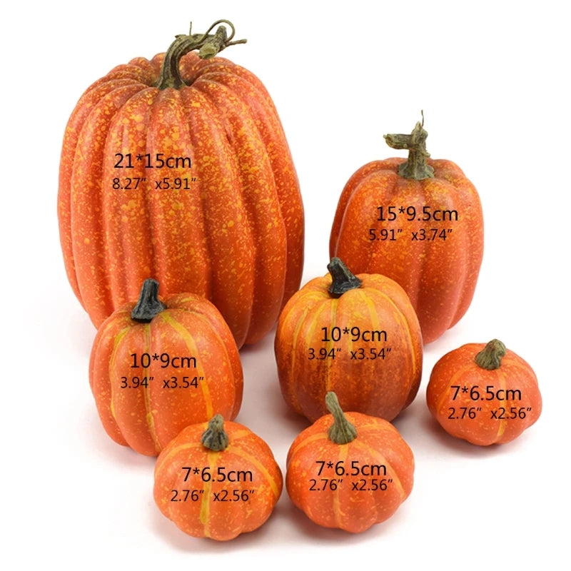 7Pcs Artificial Pumpkins Decoration Home with Large Foam Pumpkins for Harvest Pumpkins Ornament DIY Halloween Craft