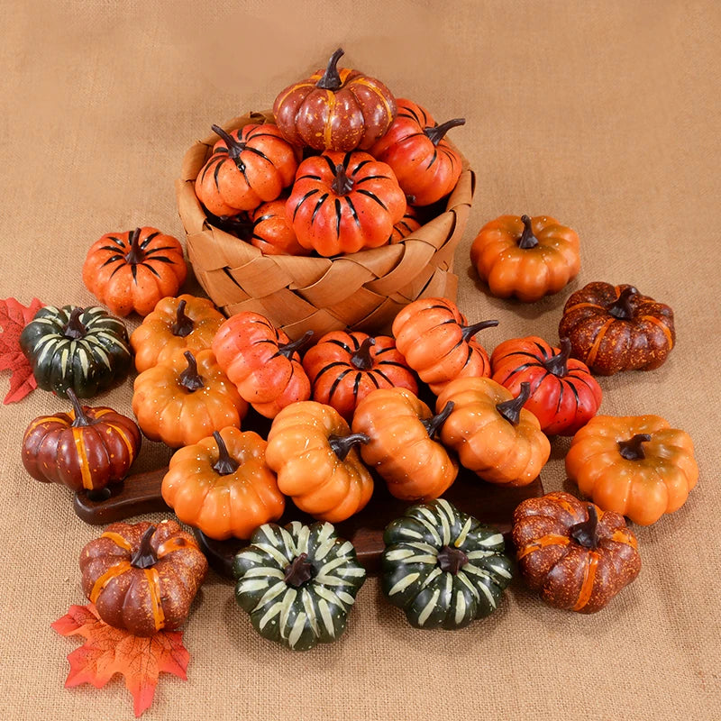 Artificial Pumpkin Halloween Decorations For Home Mini Fake Pumpkin Autumn Harvest Party Thanksgiving Craft Ornaments Props