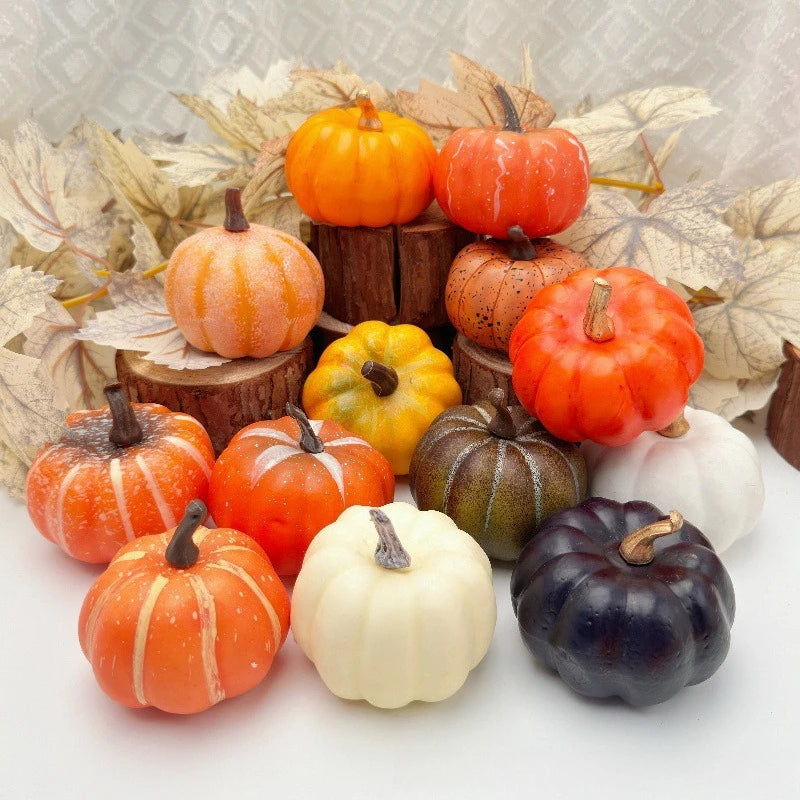 6Pcs Mini Artificial Pumpkin Fake Simulation Vegetable Halloween Home Decoration Props DIY Indoor Craft Pumkin Ornament Set