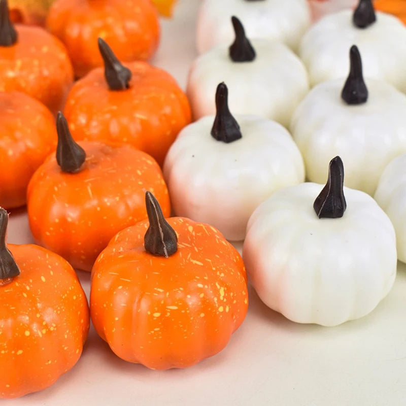 12PCS Realistic 5.5cm Artificial Pumpkins in Yellow & White Perfect for Halloween Thanksgiving Ambiance Decor Party Souvenir ZYF