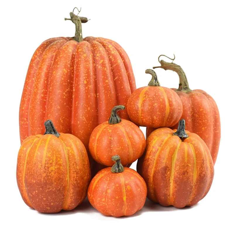 7Pcs Artificial Pumpkins Decoration Home with Large Foam Pumpkins for Harvest Pumpkins Ornament DIY Halloween Craft