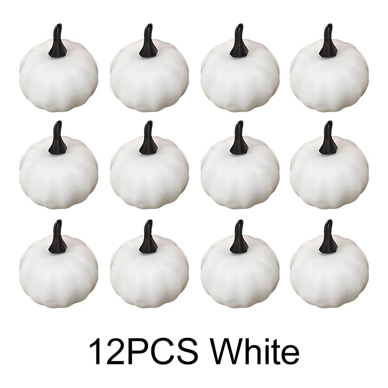 12PCS Realistic 5.5cm Artificial Pumpkins in Yellow & White Perfect for Halloween Thanksgiving Ambiance Decor Party Souvenir ZYF