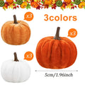 9pcs Velvet Mini Artificial Pumpkins, Soft Faux Fabric Pumpkin Ornaments, Fall Harvest Table Decor for Halloween Thanksgiving