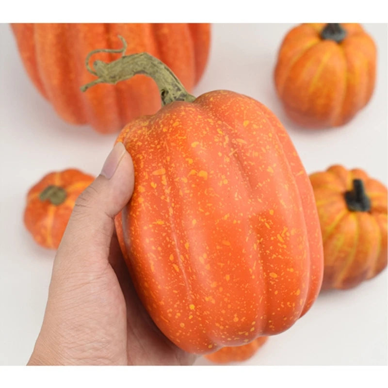 7Pcs Artificial Pumpkins Decoration Home with Large Foam Pumpkins for Harvest Pumpkins Ornament DIY Halloween Craft