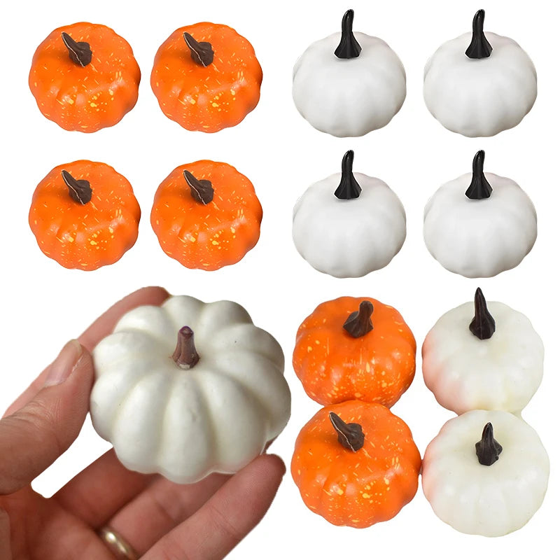 12PCS Realistic 5.5cm Artificial Pumpkins in Yellow & White Perfect for Halloween Thanksgiving Ambiance Decor Party Souvenir ZYF