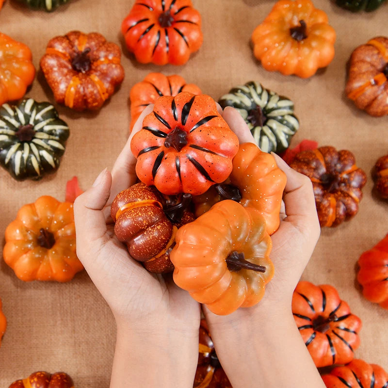 Artificial Pumpkin Halloween Decorations For Home Mini Fake Pumpkin Autumn Harvest Party Thanksgiving Craft Ornaments Props