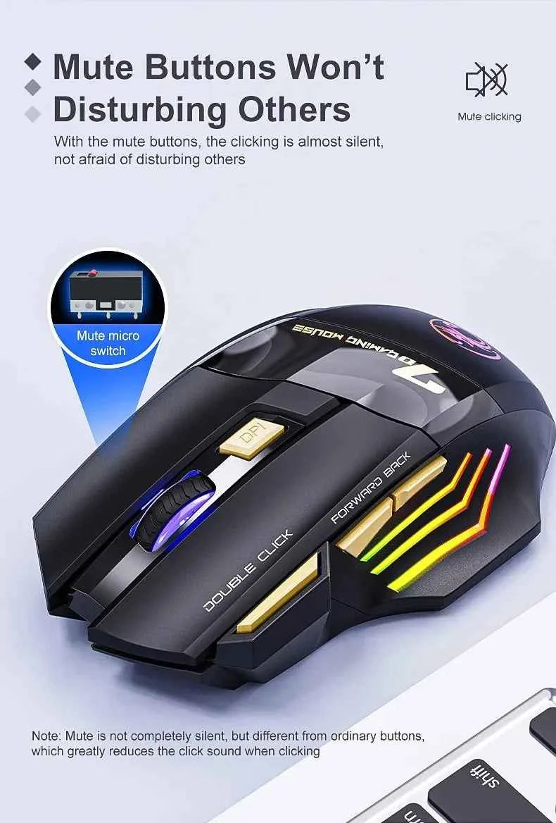 Wireless Gaming Mouse USB IMICE GW-X7 3200DPI Dual Mode Rechargeable 7 Keys 2.4Ghz Silent Mouse Bluetooth 7-color Breathing LED