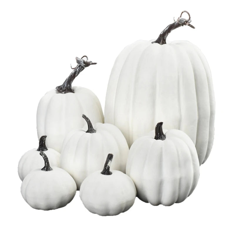 7Pcs Artificial Pumpkins Decoration Home with Large Foam Pumpkins for Harvest Pumpkins Ornament DIY Halloween Craft