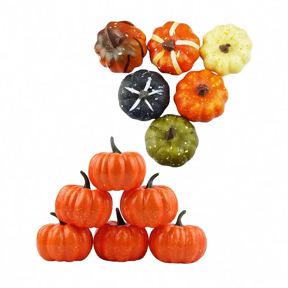 6Pcs Mini Artificial Pumpkin Fake Simulation Vegetable Halloween Home Decoration Props DIY Indoor Craft Pumkin Ornament Set
