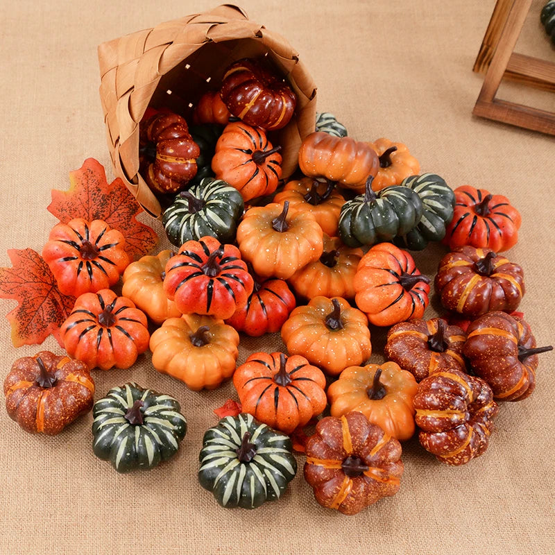 Artificial Pumpkin Halloween Decorations For Home Mini Fake Pumpkin Autumn Harvest Party Thanksgiving Craft Ornaments Props