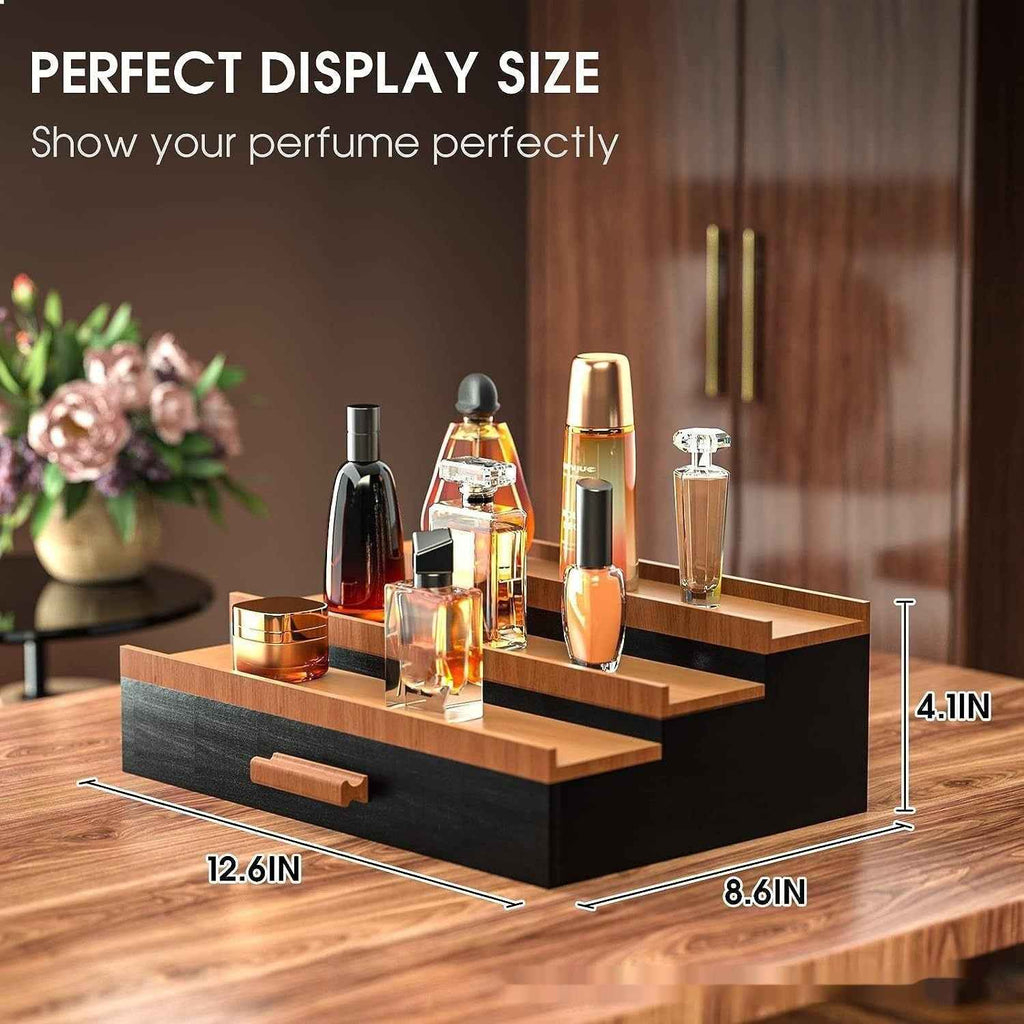 Wood Double Layer Perfume Display Shelf Dresser