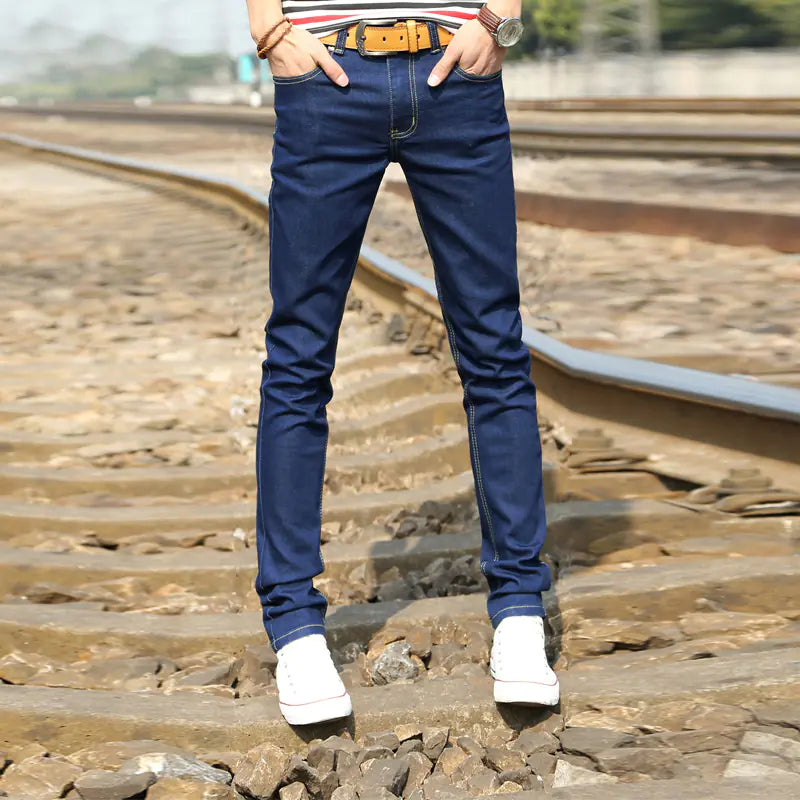 Slim-Fit Light Blue Casual Stretch Jeans for Men