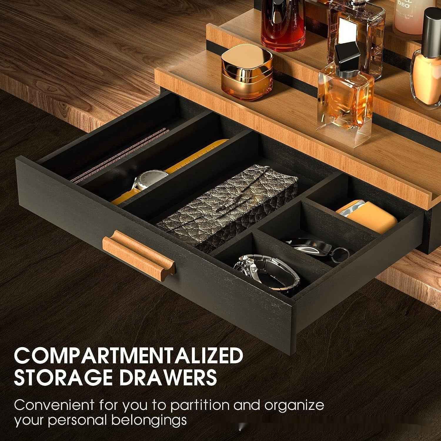 Wood Double Layer Perfume Display Shelf Dresser